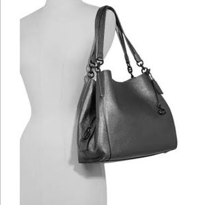 Coach Charcoal Leather Shoulder Bag
